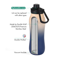 Bouteille en forme de gourde isolée sous vide en acier inoxydable ODM à vente chaude avec poignée et couvercle en plastique