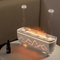 Humidificateur portable effet flamme méduse 2026, diffuseur d'huiles essentielles électrique avec télécommande et veilleuse LED 7 couleurs