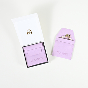 GLAMPKG Printed LOGO Luxury Closure Magnetic Jewelry Box Microfiber <b>Envelop</b> Pouch for Jewellery <b>Gift</b> Paper Packaging - Product Image 4