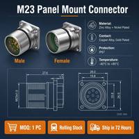 Connecteur circulaire industriel M23 6-17 broches pour signal de servomoteur et alimentation, contacts plaqués or, étanchéité IP67, boîtier en alliage de zinc