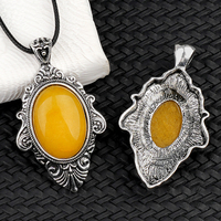 Rétro argent 31*46MM spécial miroir magique métal pierre précieuse pendentif délicat cristal breloques femmes bijoux personnalisé vacances cadeau