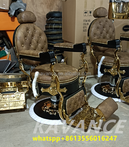 Suprimentos para barbeiro cadeira de madeira e ouro, vintage para barbeiro para homens - Product Image 5