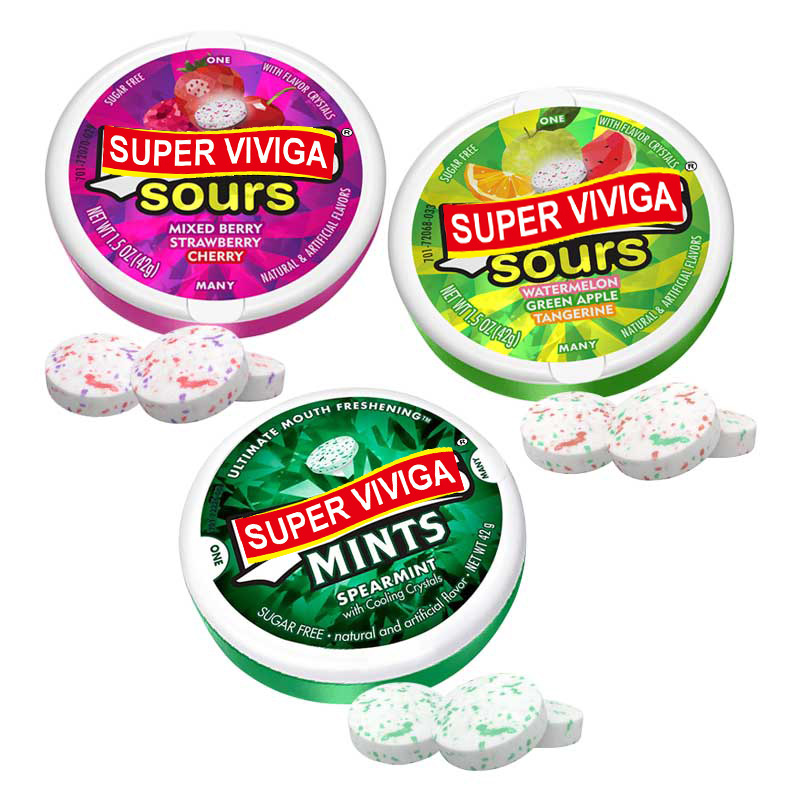 Superviviga all'ingrosso personalizzato frutta alito fresco senza zucchero sour super mints candy