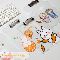 Porte-documents A4 transparent avec plateau rigide, bloc-notes pour étudiants, design lapin de dessin animé, pour le rangement de documents et de feuilles de test, modèle Q46 personnalisé