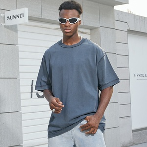 High Quality 100% Cotton Reverse Stitch <b>Tshirts</b> 250 Gsm Vintage Streetwear Oversized Wash Heavy Weight T-Shirt for Men - Product Image 4