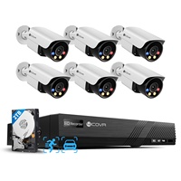 Système de sécurité domestique 4COVR 6 pièces 8MP, NVR 8 canaux PoE filaire, caméra vidéo de surveillance avec IA, lumière flash et sirène d'alarme
