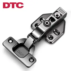 Black 110 Degree Kitchen Cupboard Wardrobe Door DTC Hinges Integrated Soft Closing Mechanism Half Overlay Hydraulic Hinge