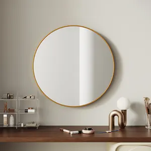 Custom Aluminum Alloy Large Round Black Gold Frame mirror Wall Mounted Bathroom Mirror Circle Decoration Round mirror