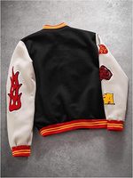 Veste universitaire vintage unisexe, broderie hip-hop, patch flamme croisée, veste letterman, style rétro Harajuku, veste bomber personnalisée