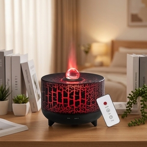 Portable Humidifier Ultrasonic Flame Aromatherapy <b>Diffuser</b> 150*150*110mm <b>with</b> 2H 8H Auto Timer - Product Image 1