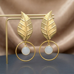 Pendientes Colgantes de Latón Hechos a Mano, Chapados en Oro, con Piedras Preciosas, Estilo Étnico Bohemio - Product Image 3