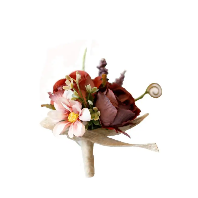 रेट्रो गुलाब हाइड्रेंजिया दुल्हन की कलाई फूल की शादी का कॉर्सेज कृत्रिम फूल थोक