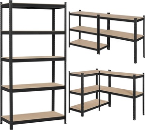 Pack 3 Heavy-Duty Customizable Colors Steel Boltless Plug-In Garage Storage Shelves 5-Layer <strong>Racking</strong> for Workshop <strong>Shed</strong> Stockroom - Product Image 1