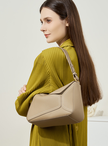 Bolso de Hombro de Cuero Genuino para Mujer, Bolso Bandolera Geométrico con Cierre, para Viajes Diarios - Product Image 4