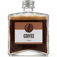 Bouteille en verre carrée plate de 200 ml avec couvercles pour café froid, café glacé, thé au lait, jus de fruits, emballage créatif pour boissons, durable