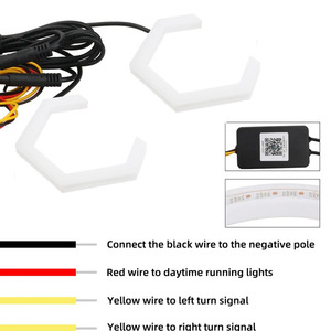 Anillos LED Hexagonales para Coche, Ojos de Ángel, RGB, Coloridos, con Intermitentes, Ámbar Amarillo, 70mm 80mm 85mm 90mm - Product Image 2