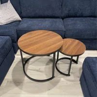 Vente en gros ensemble de table basse ronde gigogne texture de dessus en marbre table à thé centrale minimaliste en bois et en fer pour le salon chambre à coucher nuits