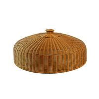 Imitation von Rattan im chinesischen Stil, Esstisch, rund, groß, für Lebensmittel, multifunktional, staubdicht, mückensicher, dekorative Abdeckung