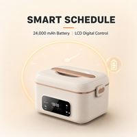 Boîte à lunch électrique rechargeable sans fil, chauffe-plat portable auto-chauffant en acier inoxydable, capacité 1L, pour réceptionniste, bureau d'accueil