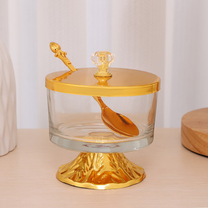 Pot à sucre en verre de luxe de style européen, décor réglable pour cuisine et salon, idéal pour le stockage du <span class=keywords><strong>sel</strong></span>, de la <span class=keywords><strong>sauce</strong></span> <span class=keywords><strong>soja</strong></span>, du vinaigre et des collations - Product Image 2