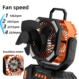 Ventilateur solaire rechargeable 20000mAh USB avec batterie externe LED, portable, télécommande, pour extérieur et voiture, design portable, ventilateur de camping - Product Image 5