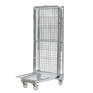 500kgs Loading Capacity Easy Moving U-Type Rolling Cage Car Cargo Storage Rolling Container Foldable Roll Cage Trolley