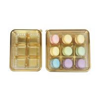Boîte à pâtisserie en plastique divisée jetable, écologique, recyclable, PET, 6/9 emplacements, pour pâtisseries, bonbons, biscuits, macarons, avec couvercle transparent