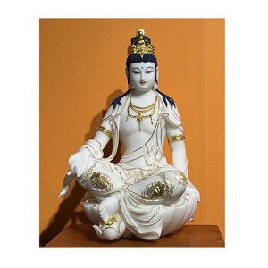 Jade blanc sculpté à la main de haute qualité, belle Statue de <span class=keywords><strong>bouddha</strong></span> <span class=keywords><strong>assis</strong></span> Kwan Yin Guanyin Bodhisattva - Product Image 1