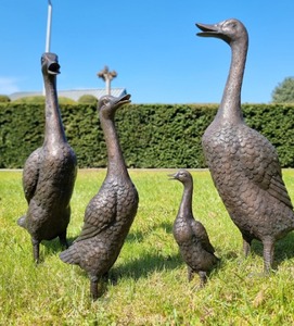 รูปปั้นเป็ดสีบรอนซ์กลางแจ้งรูปปั้นเป็ดโลหะหล่อด้วยมือรูปปั้นของครอบครัวเป็ดโลหะขนาดใหญ่สำหรับตกแต่งสวน - Product Image 6