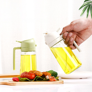 Spruzzatore di olio multifunzionale bottiglia di vetro per uso alimentare Spray e versare a doppio uso due In uno grande capacità pressa oliatore all'ingrosso - Product Image 3