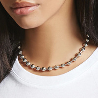 Collier esthétique emo à chaîne de perles, collier gothique punk grunge, cadeau de Noël, collier de perles en alliage en forme de boule