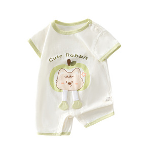 Body de bebé de manga corta, mono de algodón, ropa de punto fina transpirable de verano unisex para bebés - Product Image 5