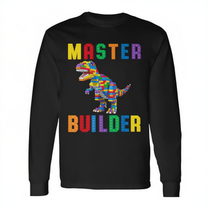 Camiseta de manga larga con diseño de bloques de construcción de dinosaurios Master Builder T-Rex - Product Image 2