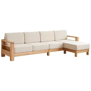 All solid wood sofa Nordic simple small apartment living room oak three can be disassembled and washed cloth sofa