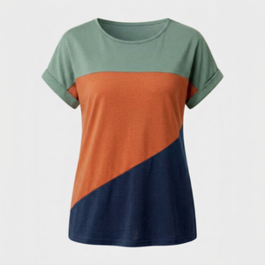 Camiseta de Mujer de Talla Grande, Ligera, con Patrón Sólido, Corte Holgado, Transpirable, Estilo Verano, Cuello Redondo, Servicio OEM - Product Image 1