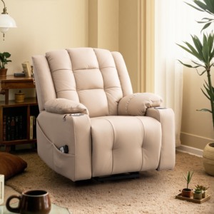 Fauteuil à bascule électrique moderne gris-bleu en tissu pour adultes, avec port de charge USB, fonction de levage et chaleur, grand format - Product Image 4