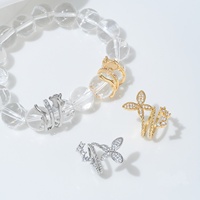 Bracelet en laiton plaqué or 14K avec zircone, papillon, fleur de rose, entretoises en cristal, perles détachables en boucle pour la fabrication de bijoux DIY