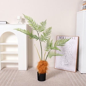 Vàng Khỉ Đầu Nhân Tạo Dương xỉ Lớn Mềm Cao Su Màu Xanh Lá Cây Nồi Nhựa Trang Trí Nội Thất Sàn Cảnh Quan Với Cây Nhân Tạo - Product Image 6