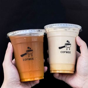 Gobelets jetables personnalisés en PET pour boissons froides 12/16/20oz, gobelets en plastique transparent pour café glacé avec couvercles - Product Image 1