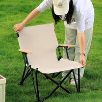 Chaise de camping d'extérieur légère et pliable en hêtre avec accoudoirs, portable, modèle Sea Dog