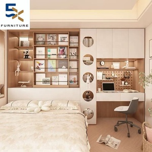 Letto a Soppalco Multifunzione in Legno Massello Moderno con Armadio ad Ante Scorrevoli <span class=keywords><strong>per</strong></span> Cameretta - Product Image 3