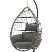 Moderne Simple Pliable PE Rotin Oeuf Chaise Balcon Suspendu Chaise De Jardin Patio Balançoire avec Support En Métal Mobilier D'extérieur