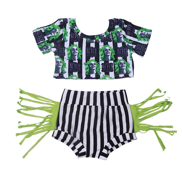 Atacado Baby Designers Roupas Kids Sets Two Piece Tassel Sets Green Baby Clothes Roupas Recém-nascidos
