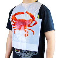 Vente chaude 15x20 Blanc PE Bavoir Jetable Écologique Doux Confortable Tabliers de Poche Professionnels pour BBQ Crabe Durable
