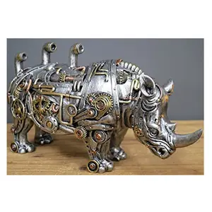 Rhino Statue Harz Mechanische Punk Tiere Statue Home Decoration Desktop Ornament