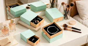 Boîtes à bijoux coulissantes haut de gamme écologiques avec fermeture magnétique, en carton rigide épais coloré, avec plateaux intérieurs floqués noirs, quatre couleurs - Product Image 5