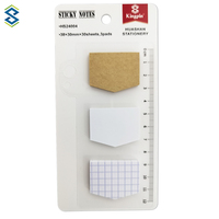 Memo Pad Warna-warni Terlaris, Perekat Sendiri, Dapat Digunakan Kembali dengan Penggaris PVC, 30 Lembar Sticky Notes untuk Kantor dan Rumah