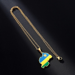 Nuova Collana con Ciondolo Mappa e <span class=keywords><strong>Bandiera</strong></span> del <span class=keywords><strong>Ruanda</strong></span> per Uomo e Donna, Colore Oro e Argento, in Acciaio Inossidabile, Gioielli Africani alla Moda, Regalo per Rwandiani - Product Image 5