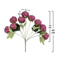 Buket Bunga Peony Buatan Berkualitas Tinggi 9 Tangkai Langsung dari Pabrik untuk Dekorasi Ruangan