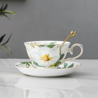 WestGreen cangkir dan piring bunga Decal digunakan tulang halus cina gaya tradisional Inggris cangkir kopi Set Teh Eropa